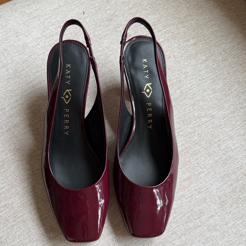 NWOT! Katy Perry Collections Burgundy Patent Slingback Mules